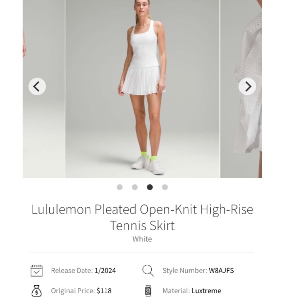 Lululemon Pleated Open Knit Tennis Skort Tennis Prep Pickleball - Picture 3 of 15